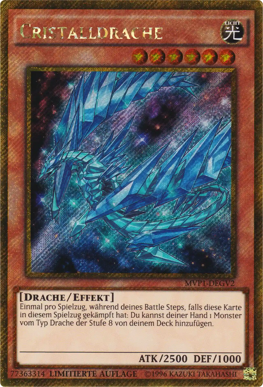 Cristalldrache Yu-Gi-Oh! Karte MVP1-DEGV2 Gold Secret Rare