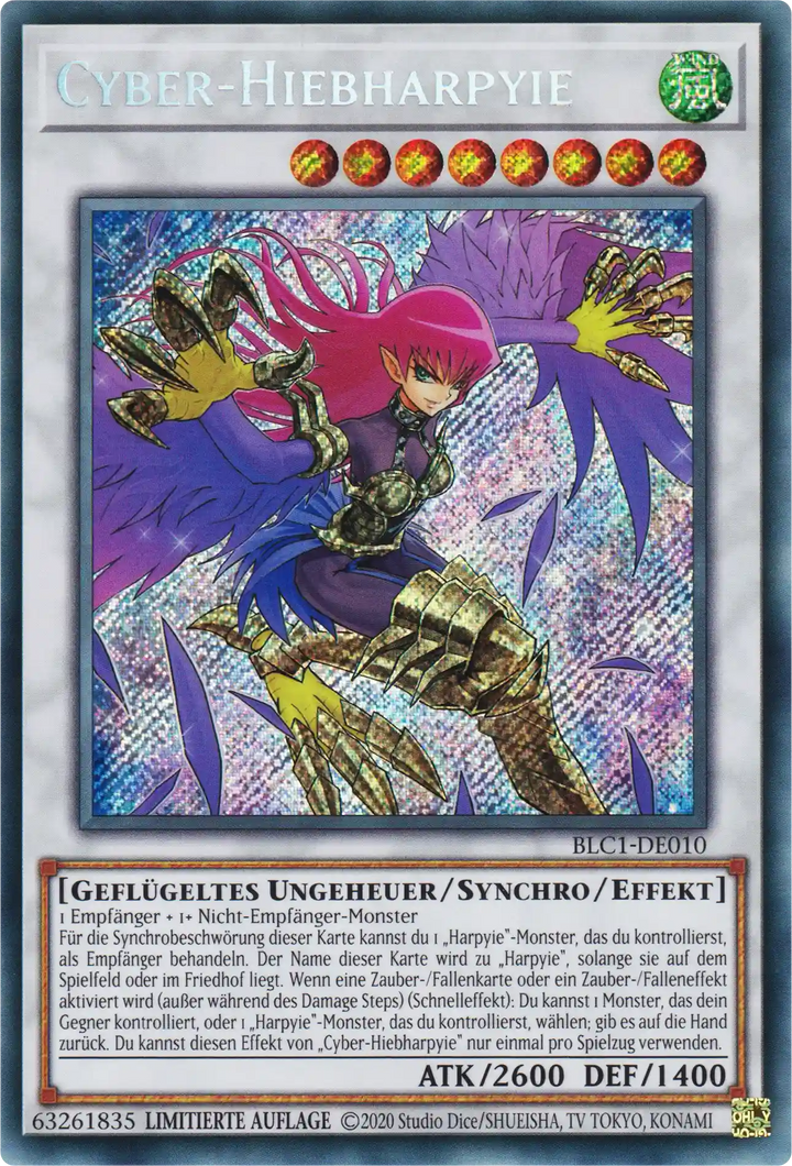 Cyber-Hiebharpyie Yu-Gi-Oh! Karte BLC1-DE010 Secret Rare