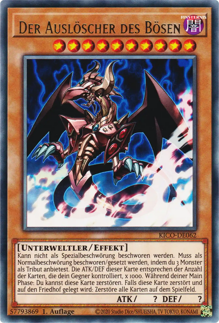 Der Auslöscher des Bösen Yu-Gi-Oh! Karte KICO-DE062 Rare