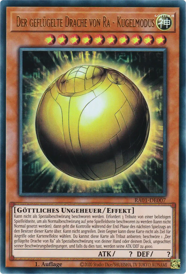 Der geflügelte Drache von Ra - Kugelmodus Yu-Gi-Oh! Karte RA01-DE007 Ultra Rare