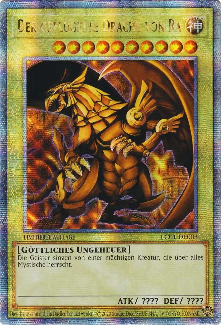 Der geflügelte Drache von Ra Yu-Gi-Oh! Karte LC01-DE003 Quarter Century Secret Rare