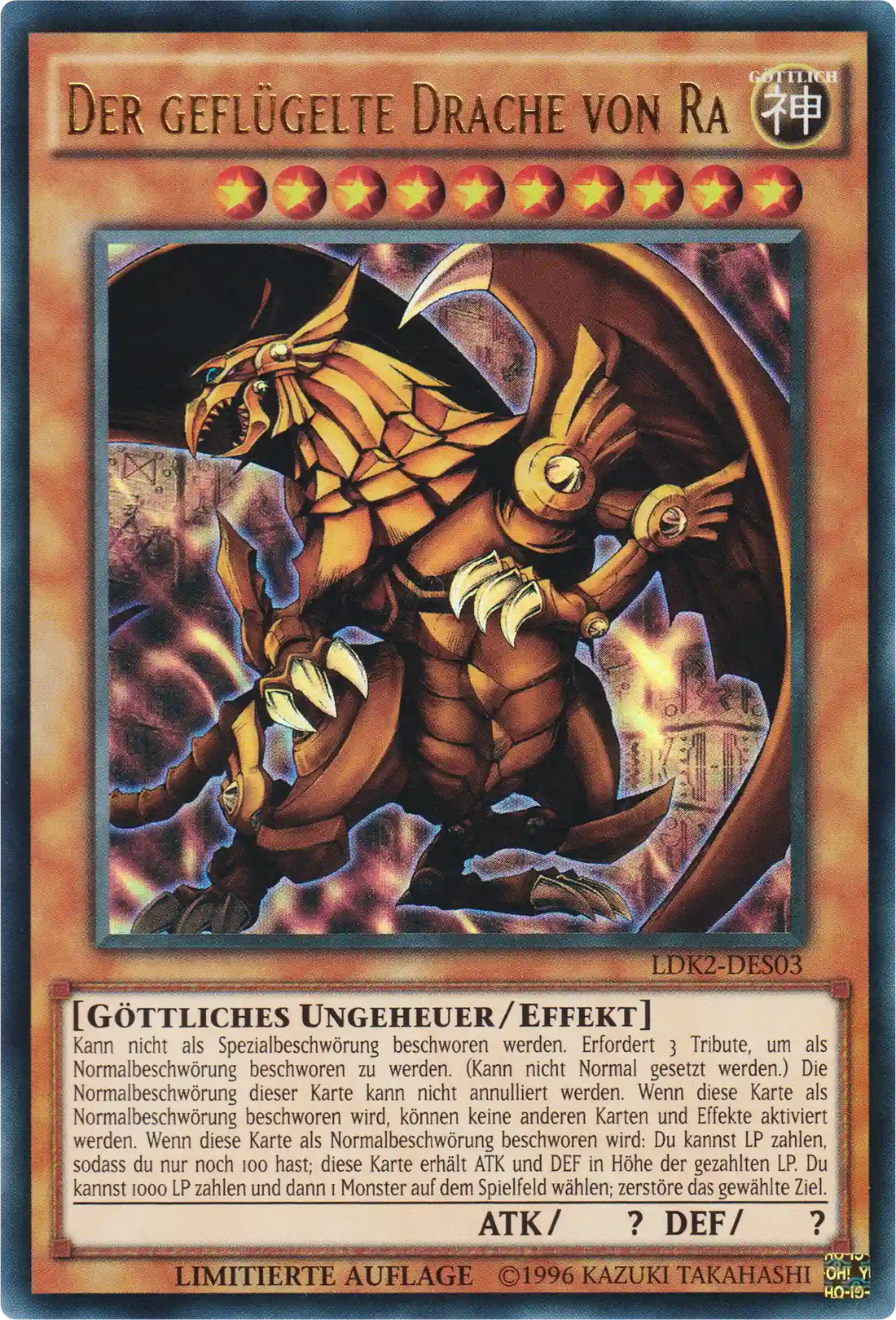 Der geflügelte Drache von Ra Yu-Gi-Oh! Karte LDK2-DES03 Ultra Rare