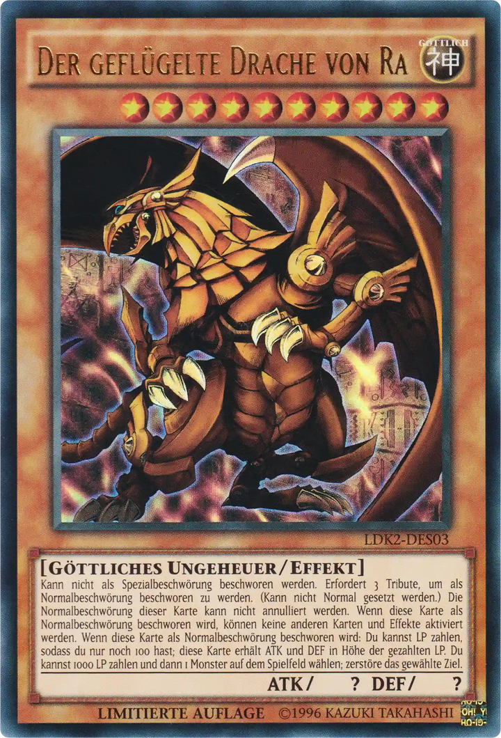 Der geflügelte Drache von Ra Yu-Gi-Oh! Karte LDK2-DES03 Ultra Rare