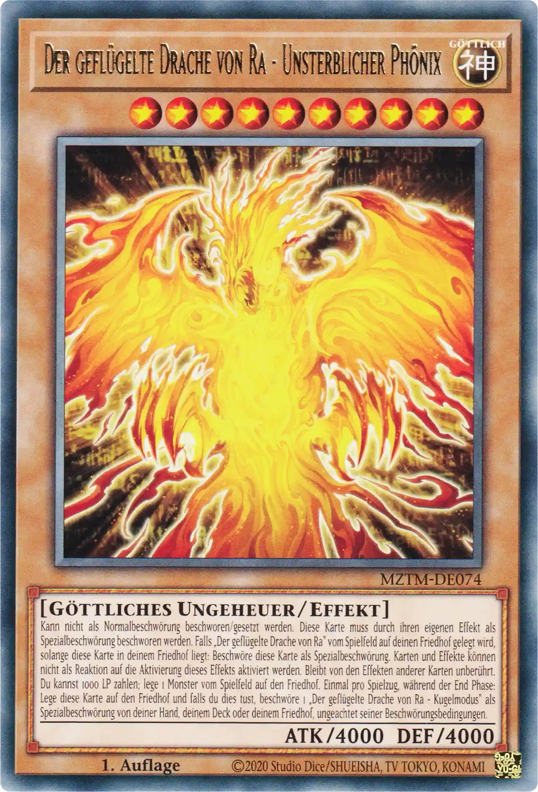 Der geflügelte Drache von Ra - Unsterblicher Phönix Yu-Gi-Oh! Karte MZTM-DE074 Rare