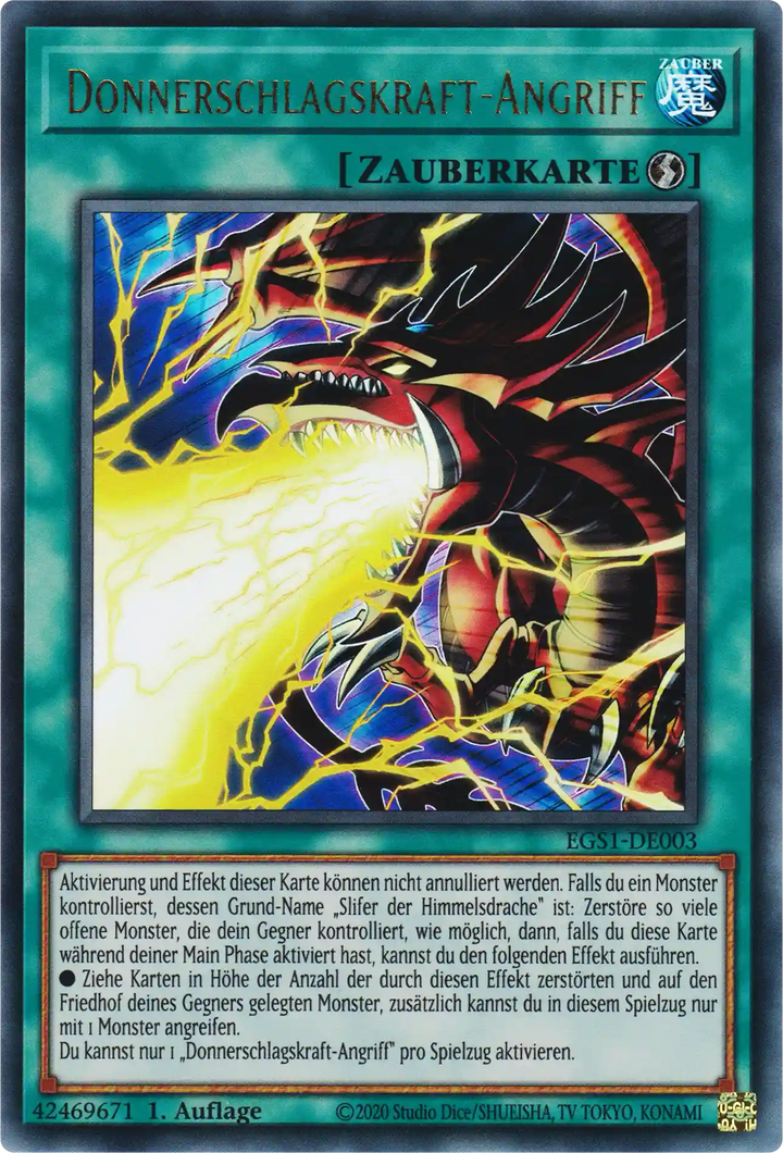Donnerschlagskraft-Angriff Yu-Gi-Oh! Karte EGS1-DE003 Ultra Rare