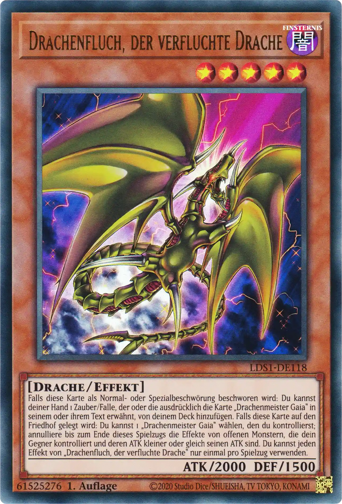 Drachenfluch, der verfluchte Drache Yu-Gi-Oh! Karte LDS1-DE118 Ultra Rare