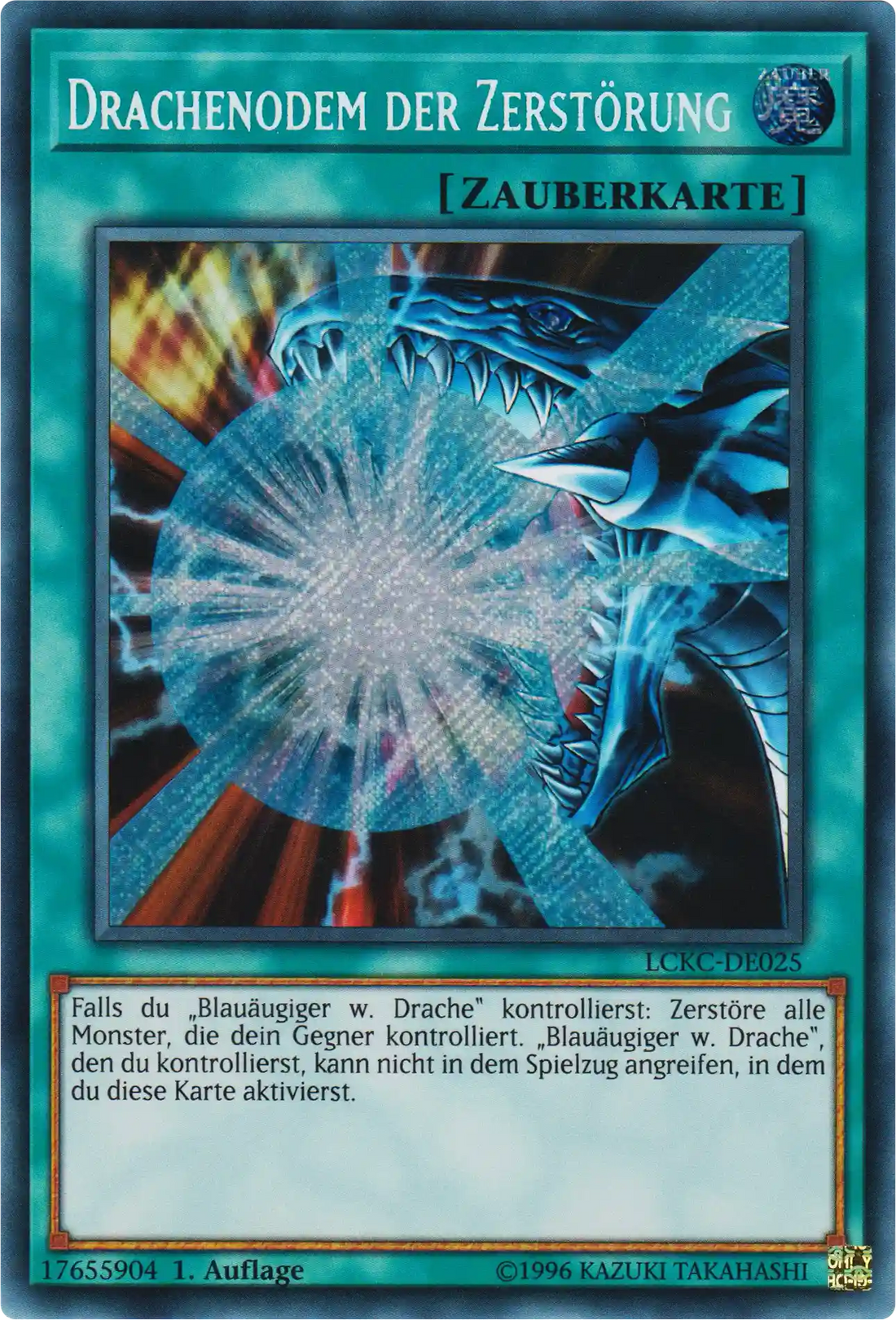 Drachenodem der Zerstörung Yu-Gi-Oh! Karte LCKC-DE025 Secret Rare