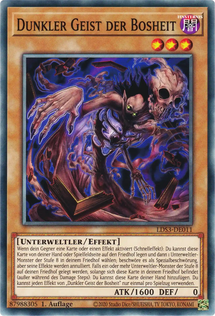 Dunkler Geist der Bosheit Yu-Gi-Oh! Karte LDS3-DE011 Common