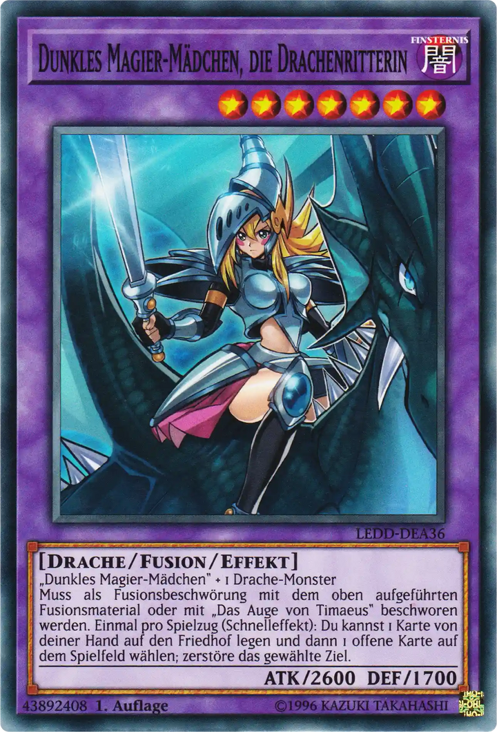 Dunkles Magier-Mädchen, die Drachenritterin Yu-Gi-Oh! Karte LEDD-DEA36 Common