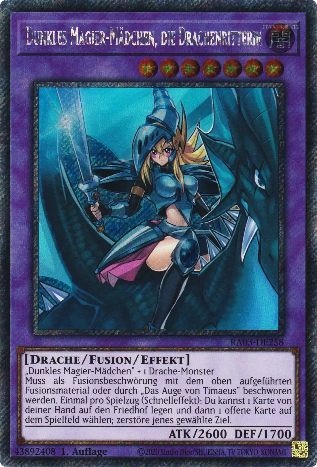 Dunkles Magier-Mädchen, die Drachenritterin Yu-Gi-Oh! Karte RA03-DE258 Platinum Secret Rare