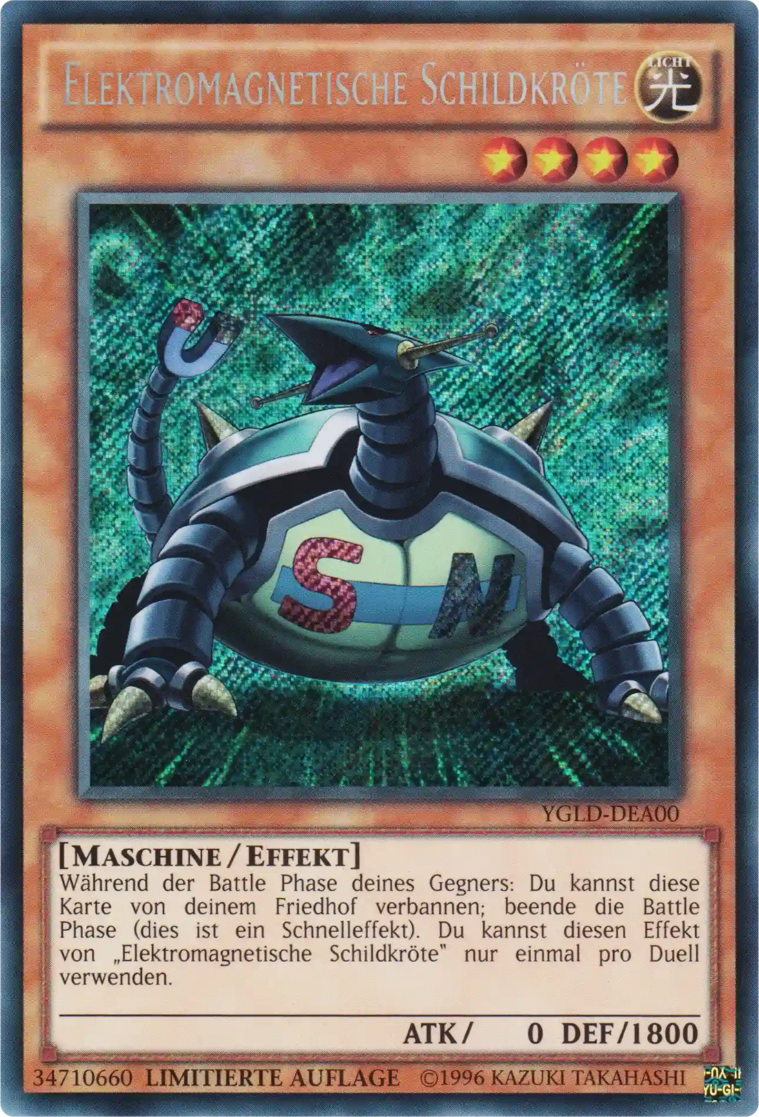 Elektromagnetische Schildkröte Yu-Gi-Oh! Karte YGLD-DEA00 Secret Rare