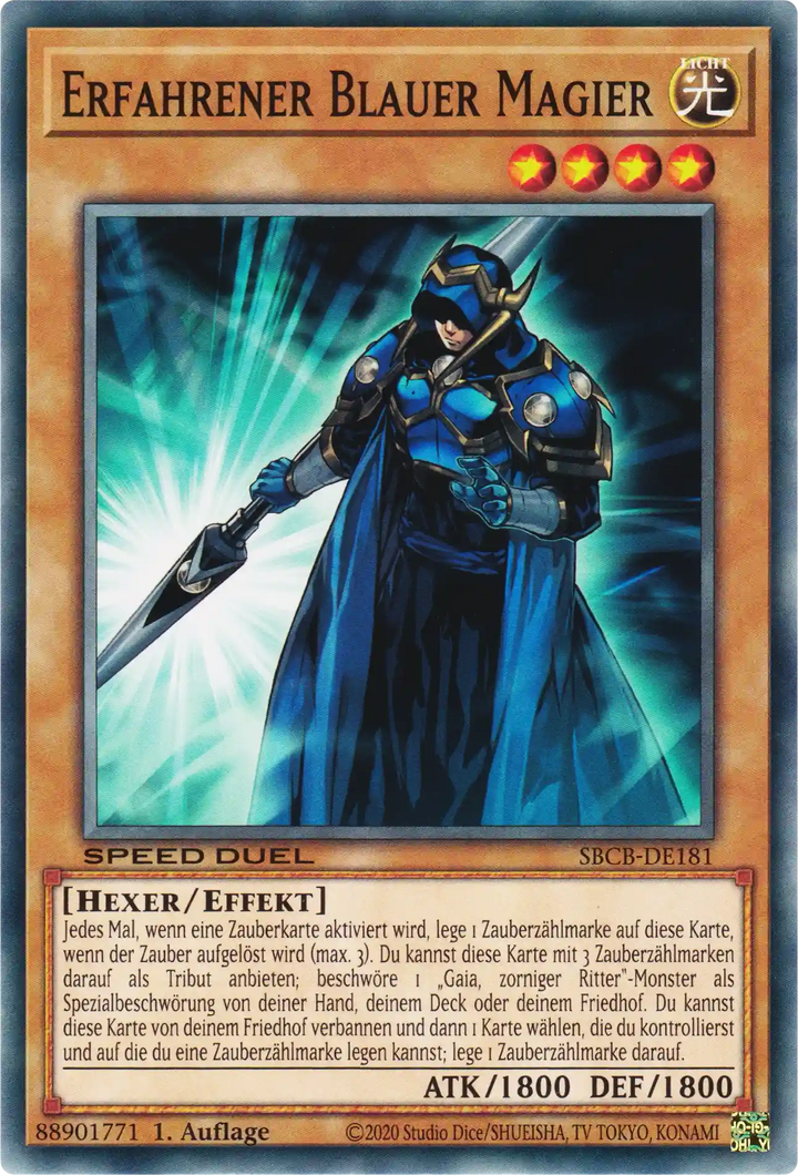 Erfahrener Blauer Magier Yu-Gi-Oh! Karte SBCB-DE181 Common