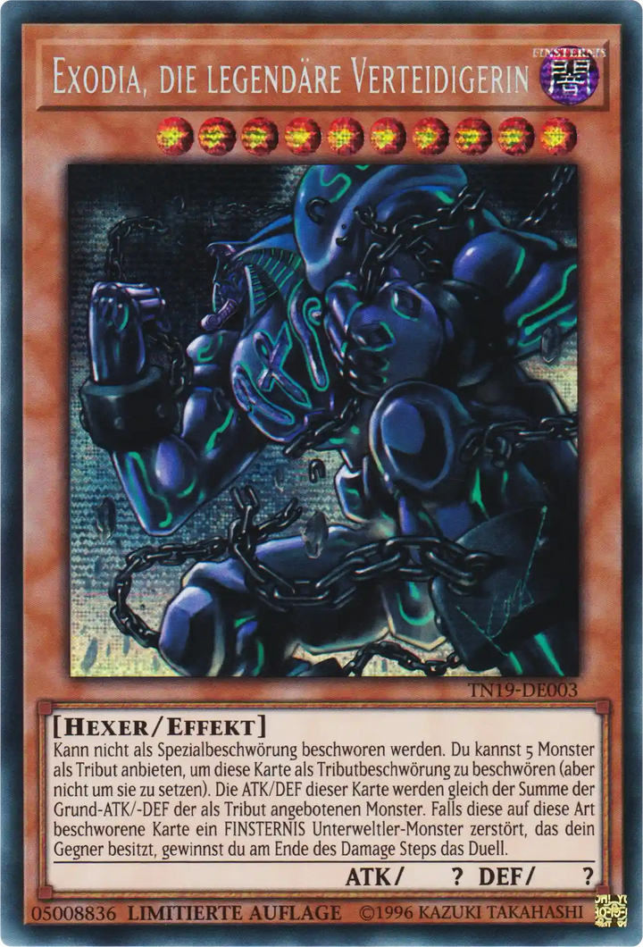 Exodia, die legendäre Verteidigerin Yu-Gi-Oh! Karte TN19-DE003 Secret Rare