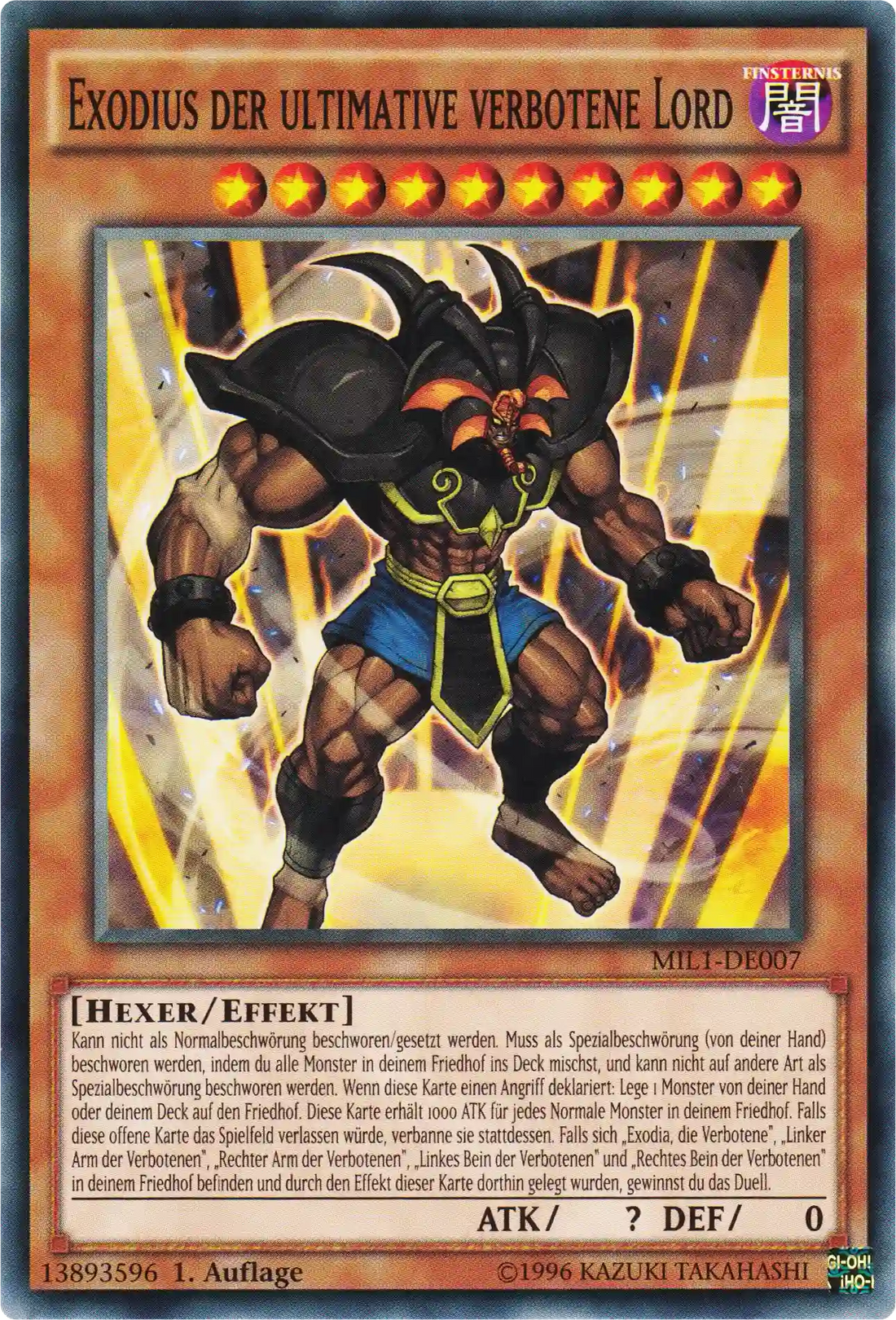 Exodius der ultimative verbotene Lord Yu-Gi-Oh! Karte MIL1-DE007 Common