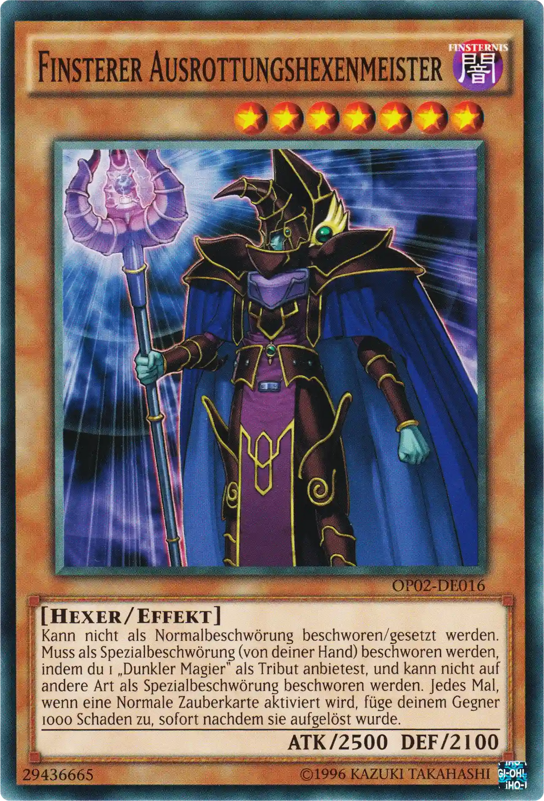 Finsterer Ausrottungshexenmeister Yu-Gi-Oh! Karte OP02-DE016 Common
