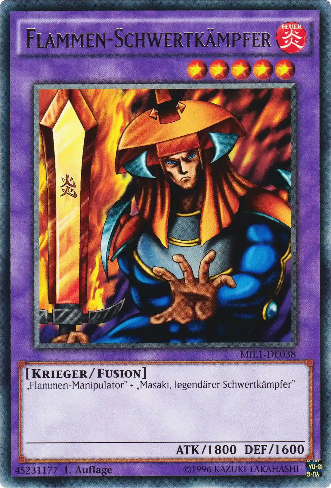 Flammen-Schwertkämpfer Yu-Gi-Oh! Karte MIL1-DE038 Common