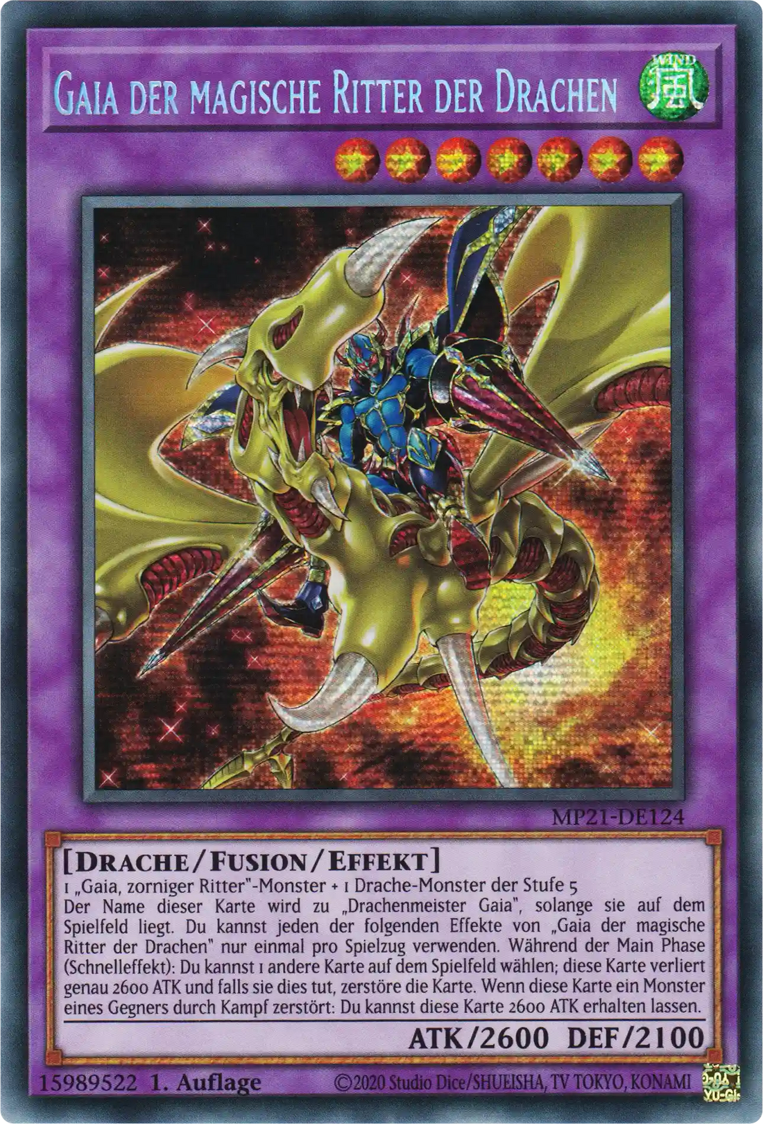 Gaia der magische Ritter der Drachen Yu-Gi-Oh! Karte MP21-DE124 Secret Rare