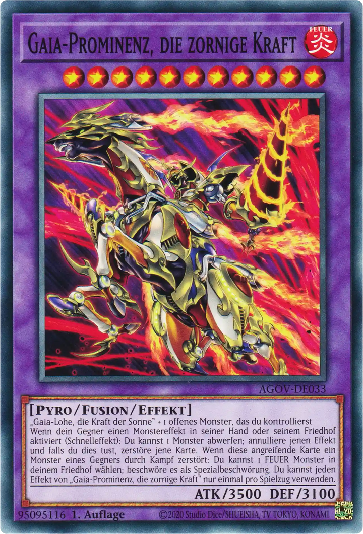 Gaia-Prominenz, die zornige Kraft Yu-Gi-Oh! Karte AGOV-DE033 Common