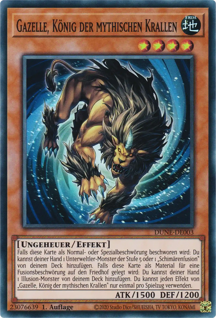 Gazelle, König der mythischen Krallen Yu-Gi-Oh! Karte DUNE-DE003 Super Rare