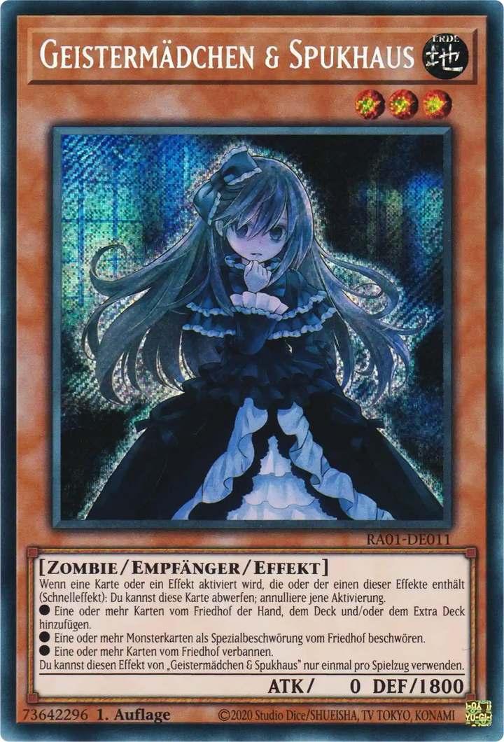 Geistermädchen & Spukhaus Yu-Gi-Oh! Karte RA01-DE011 Secret Rare