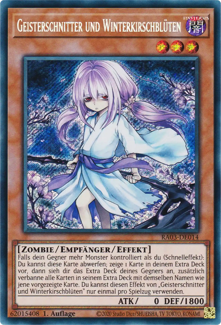 Geisterschnitter und Winterkirschblüten Yu-Gi-Oh! Karte RA03-DE014 Secret Rare
