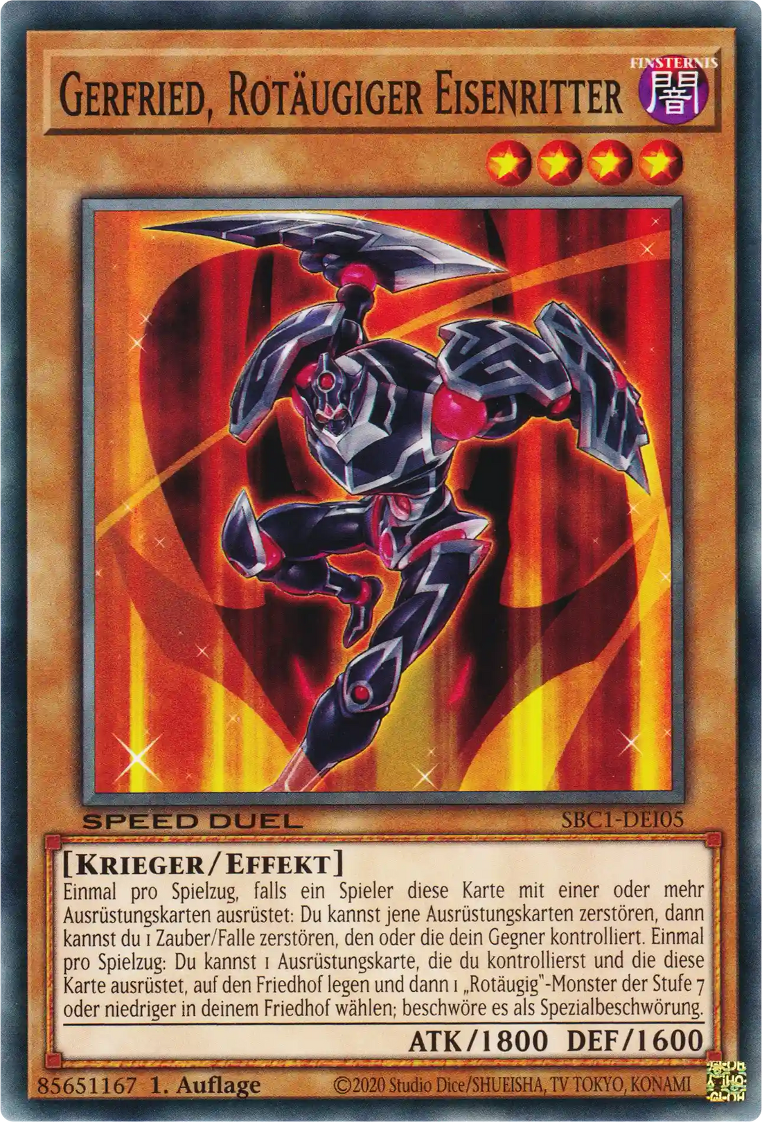 Gerfried, Rotäugiger Eisenritter Yu-Gi-Oh! Karte SBC1-DEI05 Common