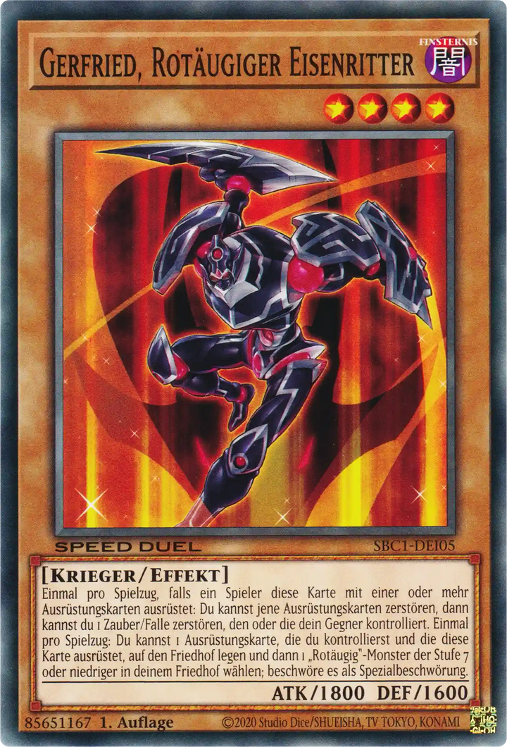 Gerfried, Rotäugiger Eisenritter Yu-Gi-Oh! Karte SBC1-DEI05 Common
