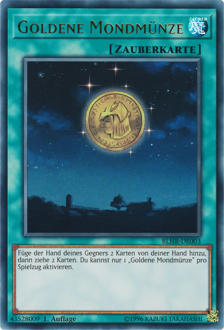 Goldene Mondmünze Yu-Gi-Oh! Karte BLHR-DE003 Ultra Rare