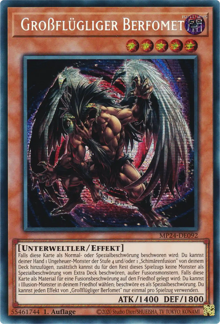Großflügliger Berfomet Yu-Gi-Oh! Karte MP24-DE092 Secret Rare