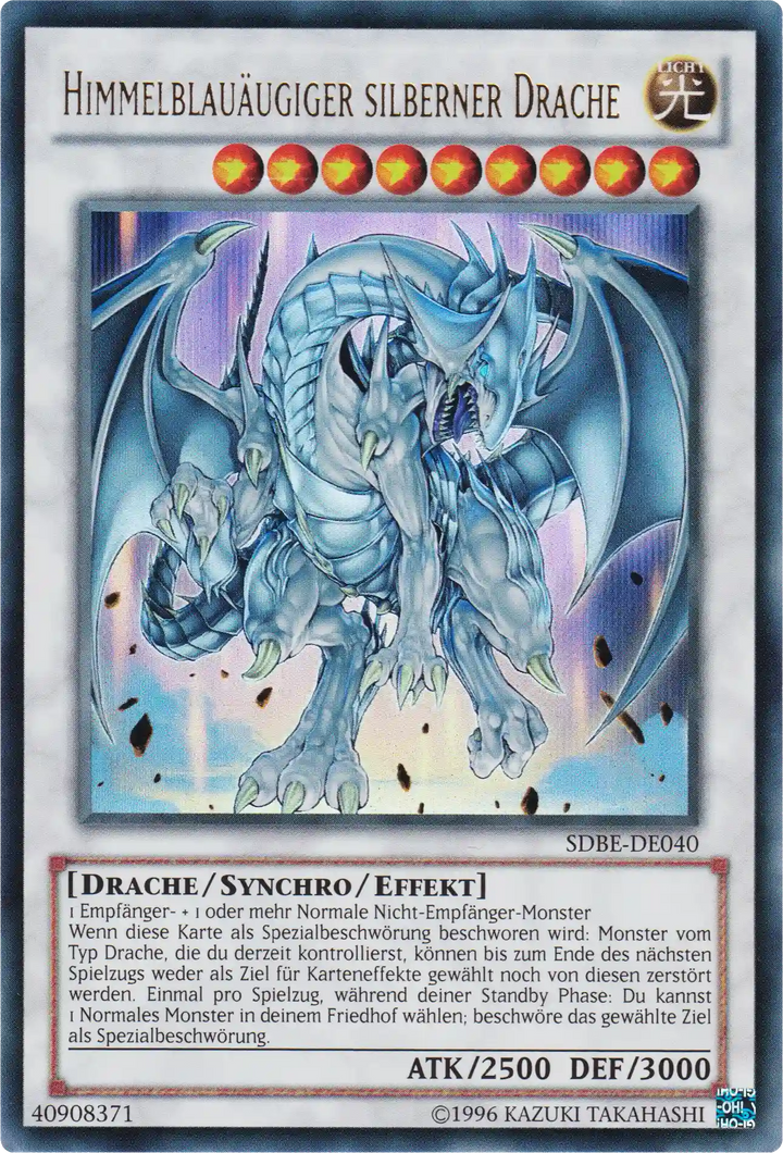 Himmelblauäugiger silberner Drache Yu-Gi-Oh! Karte SDBE-DE040 Ultra Rare