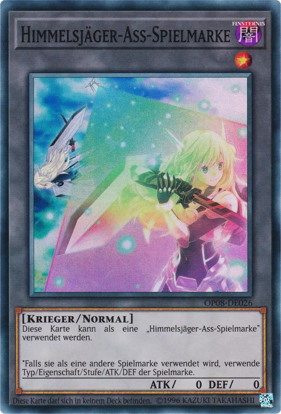 Himmelsjäger-Ass-Spielmarke Yu-Gi-Oh! Karte OP08-DE026 Super Rare
