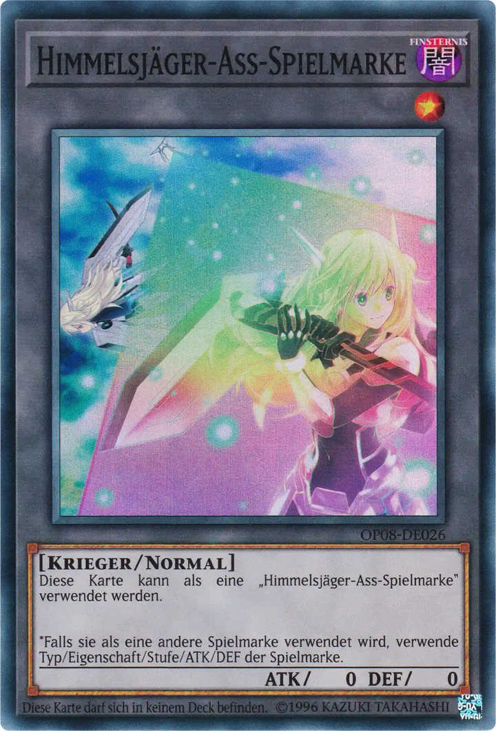 Himmelsjäger-Ass-Spielmarke Yu-Gi-Oh! Karte OP08-DE026 Super Rare