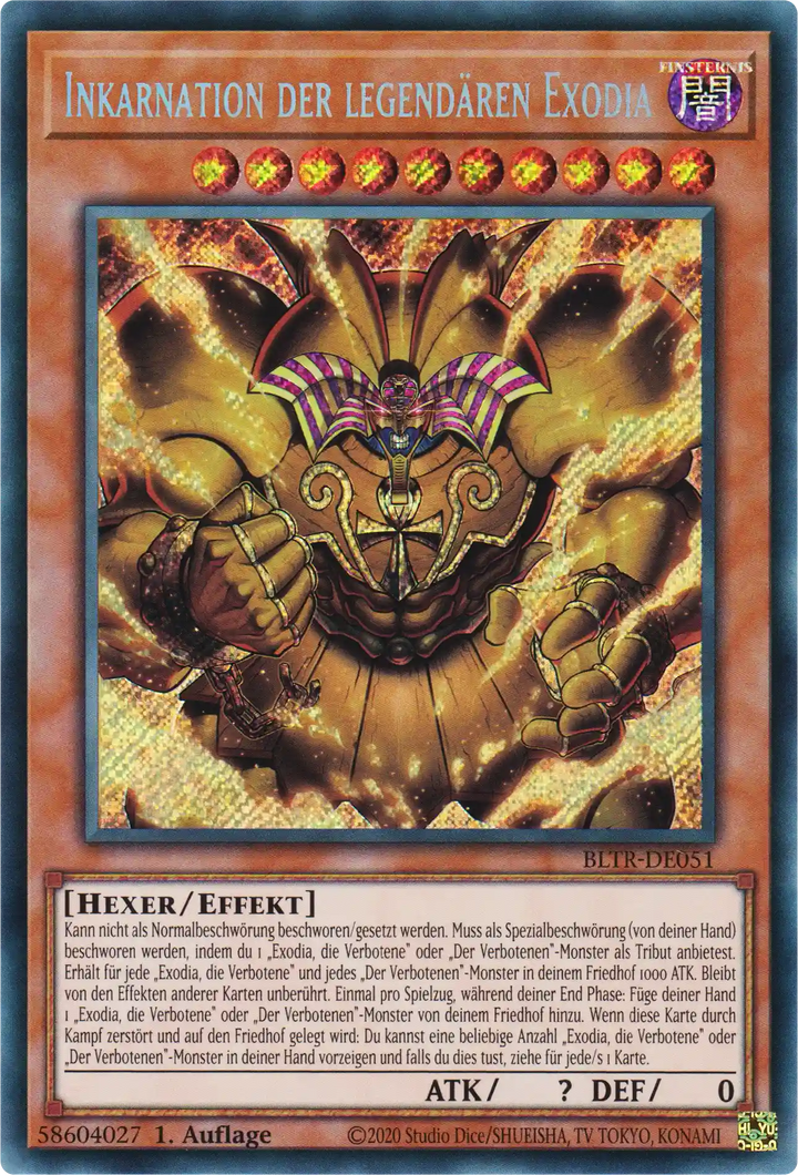 Inkarnation der legendären Exodia Yu-Gi-Oh! Karte BLTR-DE051 Secret Rare