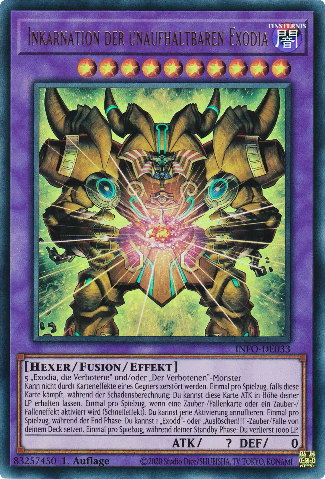 Inkarnation der unaufhaltbaren Exodia Yu-Gi-Oh! Karte INFO-DE033 Ultra Rare