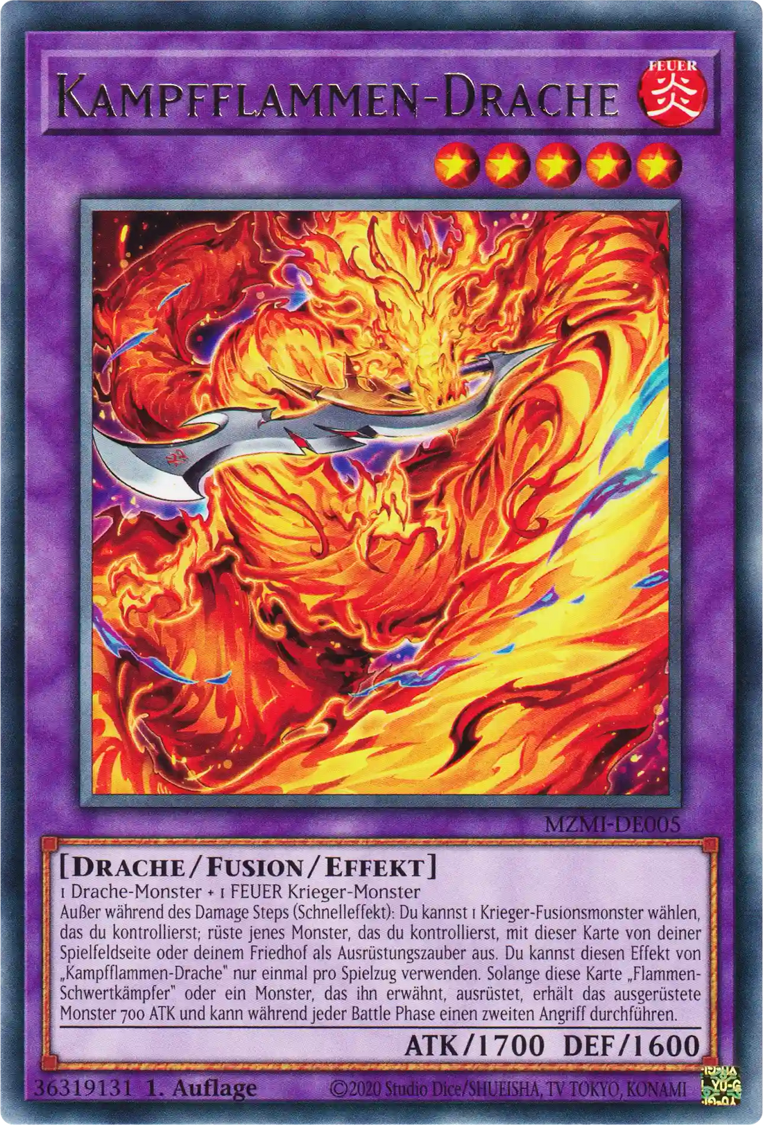 Kampfflammen-Drache Yu-Gi-Oh! Karte MZMI-DE005 Rare