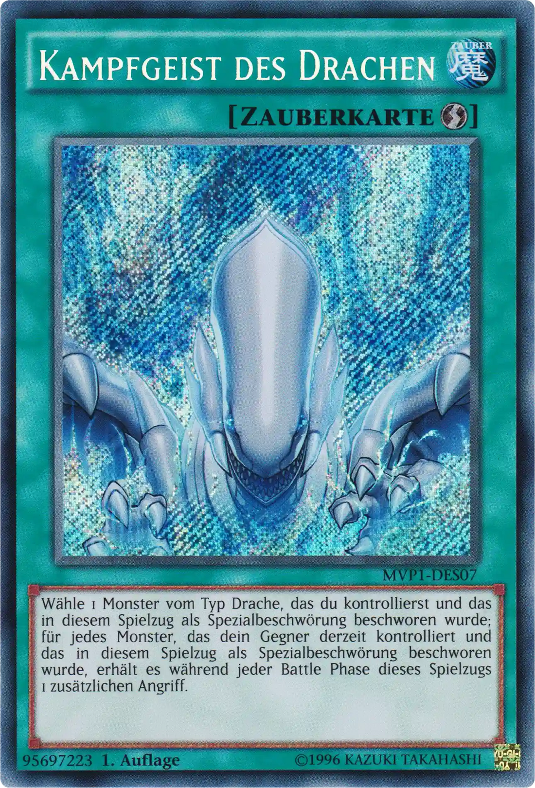 Kampfgeist des Drachen Yu-Gi-Oh! Karte MVP1-DES07 Secret Rare