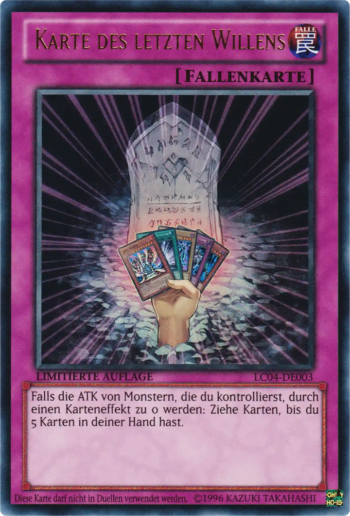 Karte des letzten Willens Yu-Gi-Oh! Karte LC04-DE003 Ultra Rare
