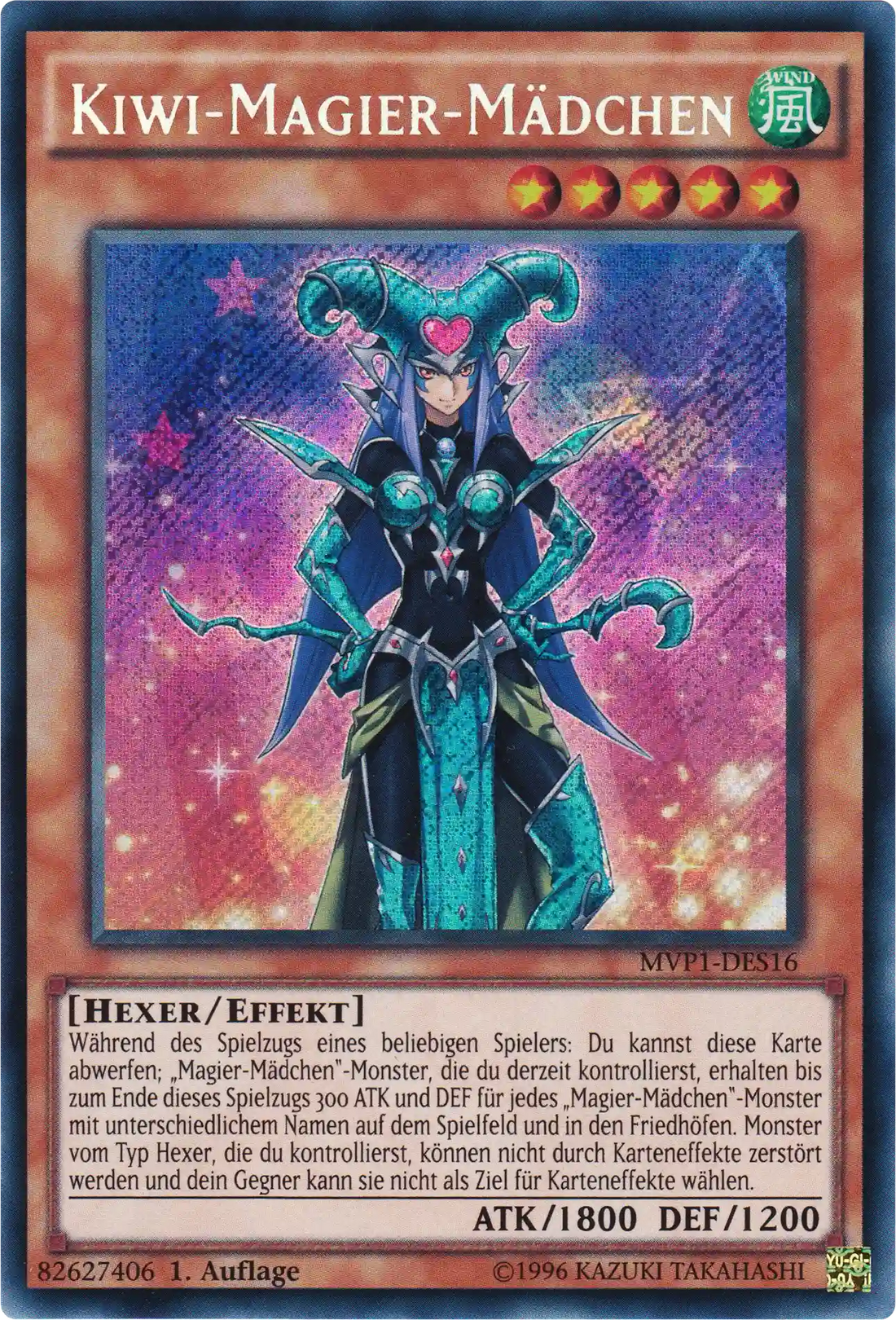 Kiwi-Magier-Mädchen Yu-Gi-Oh! Karte MVP1-DES16 Secret Rare