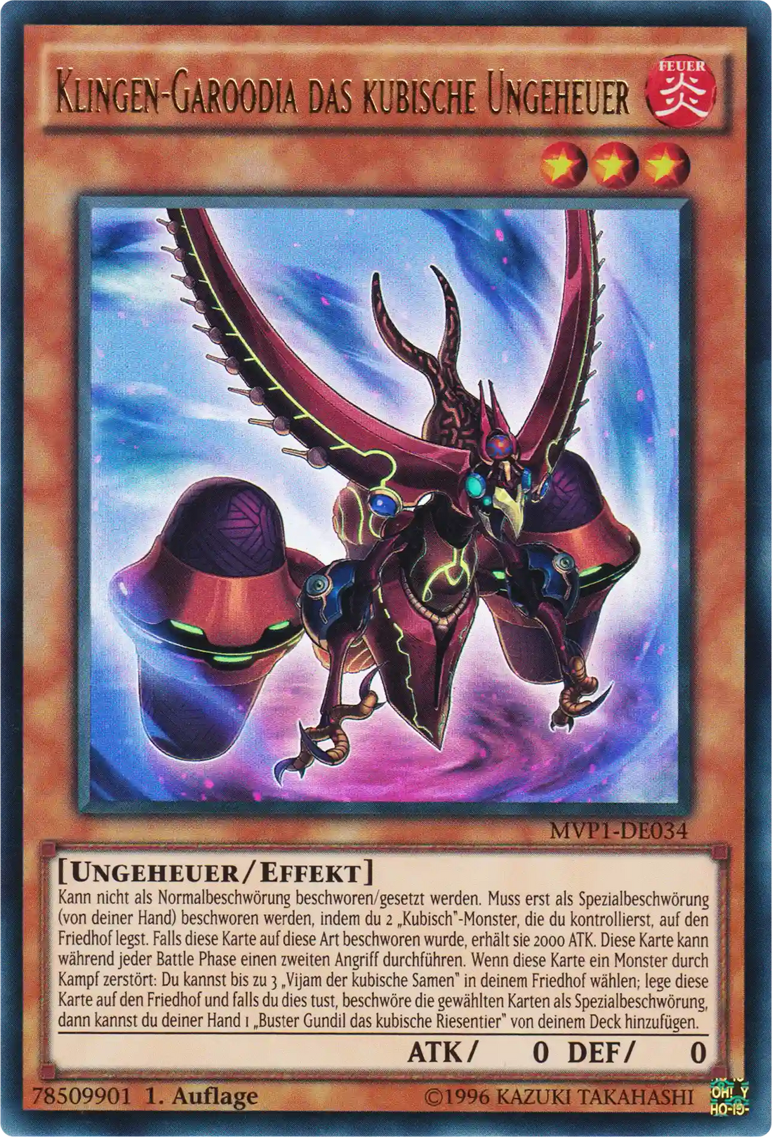 Klingen-Garoodia das kubische Ungeheuer Yu-Gi-Oh! Karte MVP1-DE034 Ultra Rare