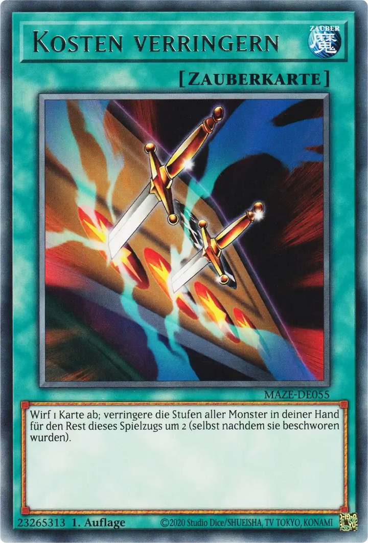 Kosten verringern Yu-Gi-Oh! Karte MAZE-DE055 Rare
