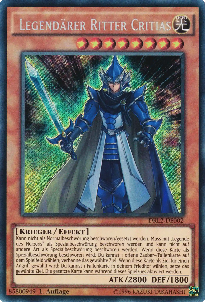 Legendärer Ritter Critias Yu-Gi-Oh! Karte DRL2-DE002 Secret Rare