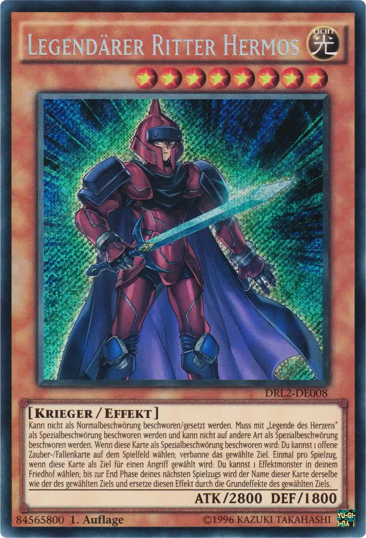Legendärer Ritter Hermos Yu-Gi-Oh! Karte DRL2-DE008 Secret Rare