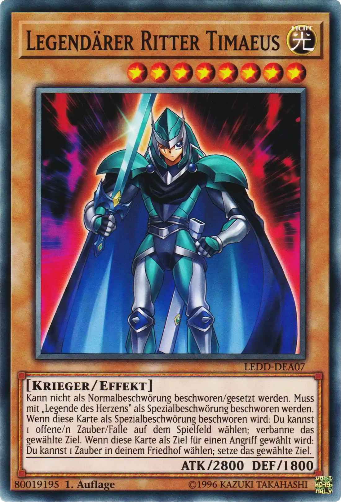 Legendärer Ritter Timaeus Yu-Gi-Oh! Karte LEDD-DEA07 Common
