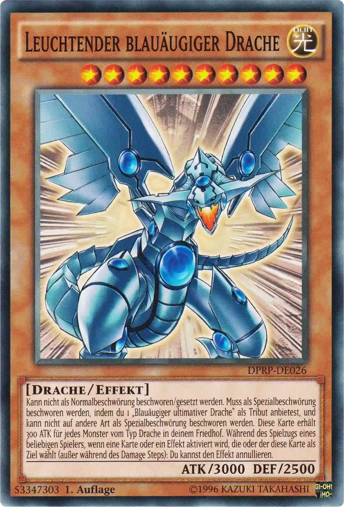 Leuchtender blauäugiger Drache Yu-Gi-Oh! Karte DPRP-DE026 Common