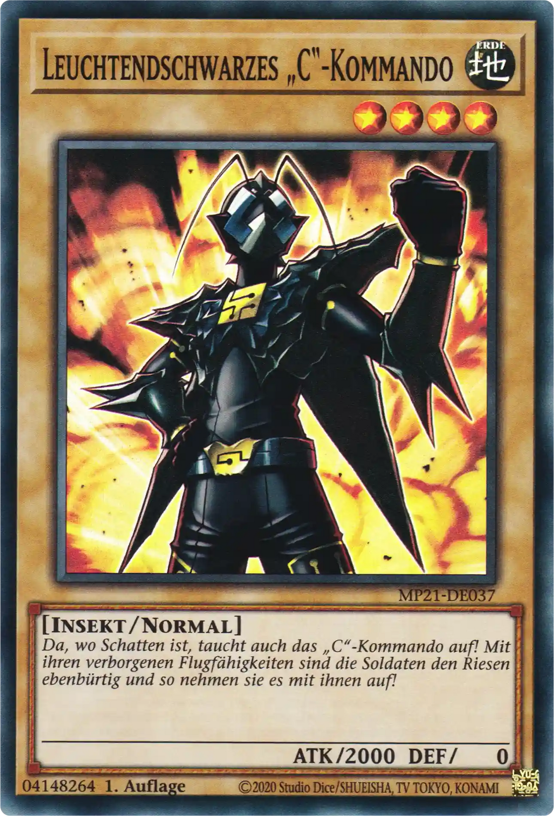 Leuchtendschwarzes „C“-Kommando Yu-Gi-Oh! Karte MP21-DE037 Super Rare
