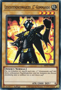 Leuchtendschwarzes „C“-Kommando Yu-Gi-Oh! Karte MP21-DE037 Super Rare