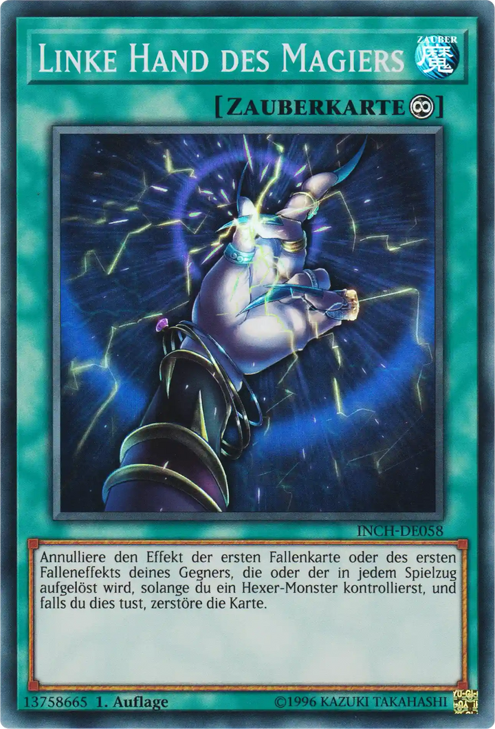 Linke Hand des Magiers Yu-Gi-Oh! Karte INCH-DE058 Super Rare