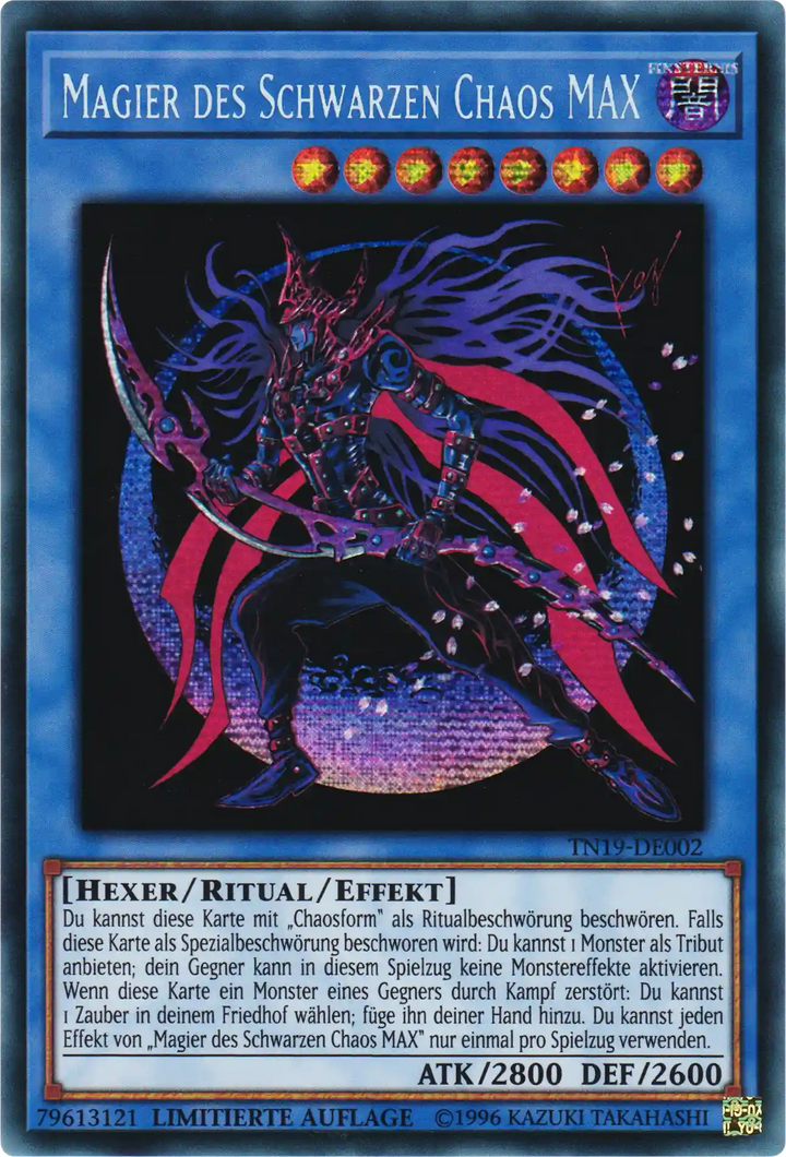 Magier des Schwarzen Chaos MAX Yu-Gi-Oh! Karte TN19-DE002 Secret Rare