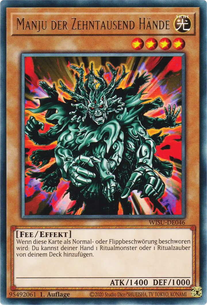 Manju der Zehntausend Hände Yu-Gi-Oh! Karte WISU-DE046 Rare