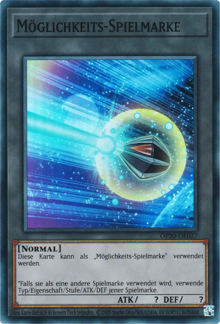 Möglichkeits-Spielmarke Yu-Gi-Oh! Karte OP20-DE027 Super Rare